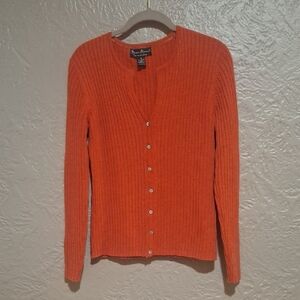 Mercer & Madison Women's Orange Ribbed Cardigan Size M